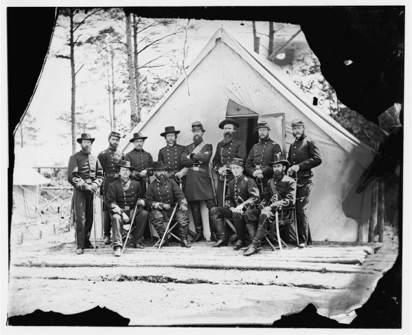 Major General George Stoneman and his staff, photographed in Falmouth, Virginia, sometime in February 1863.
