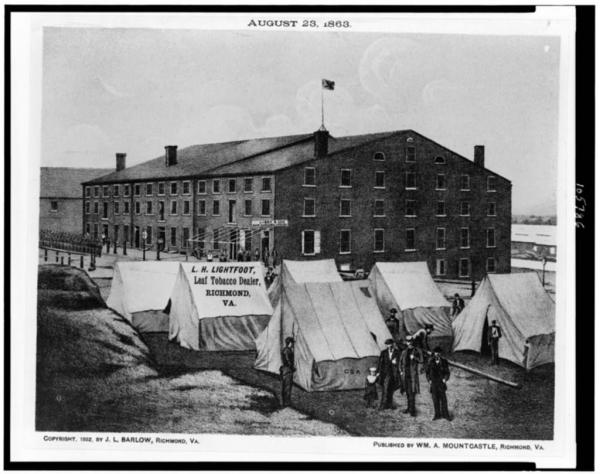 A view of Richmond's Libby Prison as it looked in August 1863 (Library of Congress). 