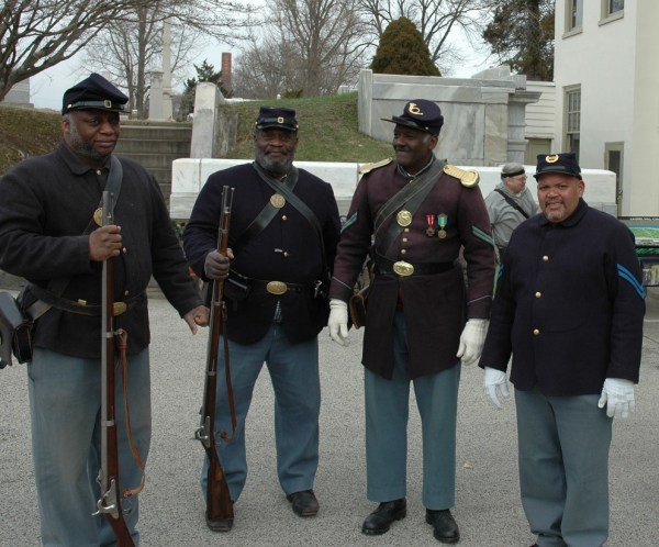 Living historians represent members of the United States Colored Troops.