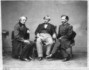 Joseph Holt (center) was one of the guests at Secretary of the Interior Usher's dinner party (Library of Congress).