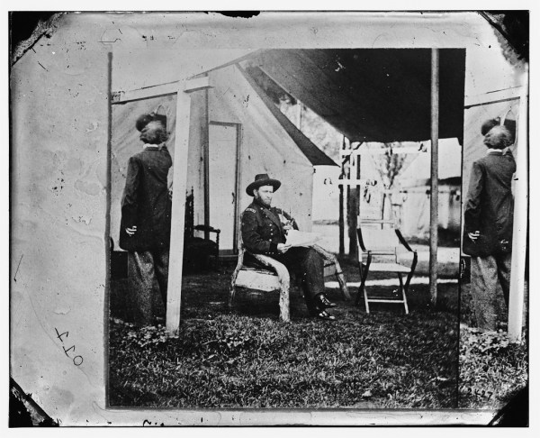 Grant along, with photographer Brady appearing at the edges. This appears to be half of a stereo image.