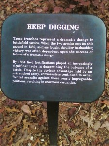 A marker on the Cold Harbor battlefield today.