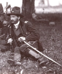 Meade's aide Frederick Rosenkrantz, in a detail from Alexander Gardner's photo "Studying the Art of War" (Library of Congress).