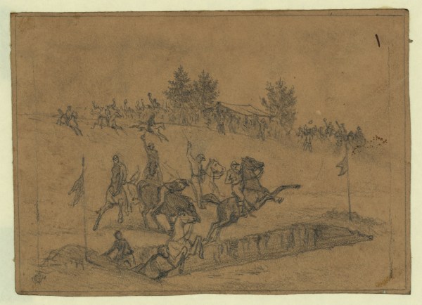 Edwin Forbes sketched the Irish Brigade's St. Patrick races back in 1863. Click to enlarge (Library of Congress).